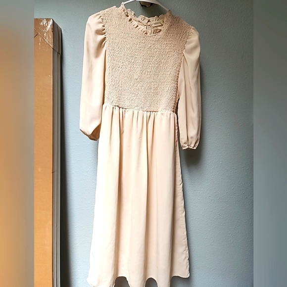 Roolee Dresses & Skirts - Roolee Smocked Cream Midi Dress